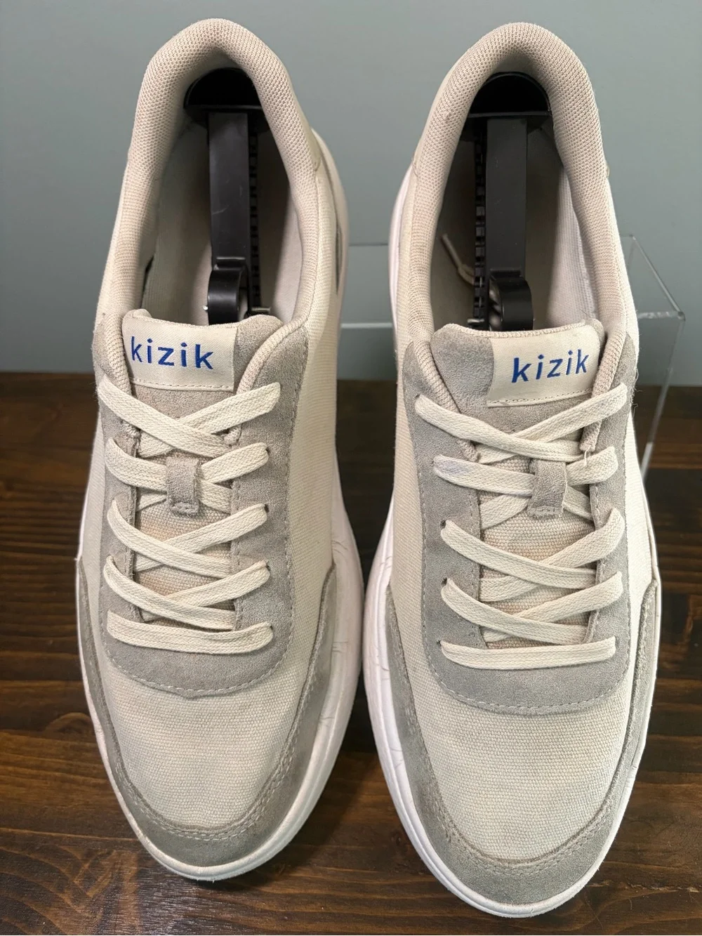 Kizik Prague Men's Casual Lace-Up Sneakers in Cream and a Grey Cream Size 11.5W